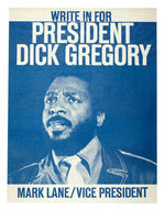 DICK GREGORY 1968 "WRITE IN" POSTER PLUS CIRCA 1968 PEACE AND FREEDOM POSTER.