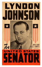 "LYNDON JOHNSON FOR UNITED STATES SENATOR" CARDBOARD POSTER.