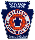 “KEYSTONE AUTOMOBILE CLUB OFFICIAL GARAGE” LARGE PORCELAIN SIGN.