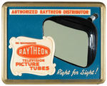 "RAYTHEON TELEVISION PICTURE TUBES" PRESSED COMPOSITION SIGN.