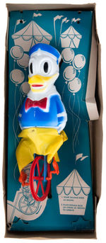 "MICKEY MOUSE SLUGAROO/DONALD DUCK FUN-CYCLE" BOXED TOY PAIR.