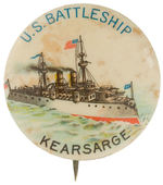 "U.S. BATTLESHIP KEARSARGE" RARE WARSHIP BUTTON.