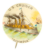 "U.S. CRUISER 'OLYMPIA'" WARSHIP BUTTON.