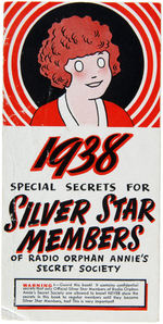 “SPECIAL SECRETS FOR 1938 SILVER STAR MEMBERS” OF ORPHAN ANNIE'S OVALTINE CLUB.