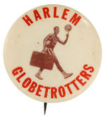 "HARLEM GLOBETROTTERS" 1940s ERA APPEARANCE SOUVENIR BUTTON.