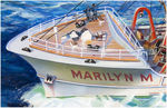 PYRO "MARILYN M." FISHING TRAWLER ORIGINAL MODEL KIT BOX LID ART PAIR.