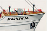 PYRO "MARILYN M." FISHING TRAWLER ORIGINAL MODEL KIT BOX LID ART PAIR.