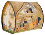 SNOW WHITE COTTAGE SHAPED ENGLISH TIN CONTAINER.