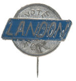 SIX ALF LANDON 1936 ITEMS TAB, STICKER, BUTTON AND THREE STICKPINS.