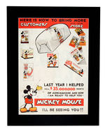 "MICKEY MOUSE SCRAP BOOK" PROMOTIONAL POSTER AND TWO BANDS FROM BREAD LOAVES.