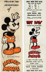 "MICKEY MOUSE SCRAP BOOK" PROMOTIONAL POSTER AND TWO BANDS FROM BREAD LOAVES.