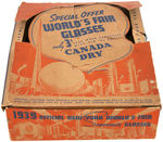 1939 NEW YORK WORLD'S FAIR CANADA DRY PREMIUM BOXED GLASSES SET.