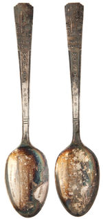 "NEW YORK WORLD'S FAIR 1939" WILLIAM ROGERS SPOON SET & SERVING PAIR.