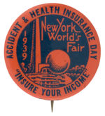 1939 NYWF BUTTON WITH RARE IMPRINT.