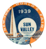 “NEW YORK WORLD’S FAIR 1939” LOGO BUTTON WITH RARE IMPRINT.