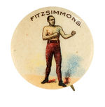 "FITZSIMMONS" COLOR PORTRAIT OF FAMOUS BOXER BUTTON 1896-98.