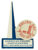 “POLISH DAY” RARE BUTTON WITH DIE-CUT CELLO FROM HAKE COLLECTION AND CPB.