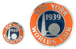 “NEW YORK WORLD’S FAIR 1939” MATCHING METAL BADGES.