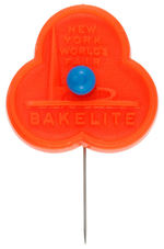 “NEW YORK WORLD’S FAIR/BAKELITE” STICKPIN FROM THE EXHIBIT.