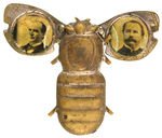 McKINLEY AND HOBART CLASSIC 1896 MECHANICAL GOLDBUG PIN.