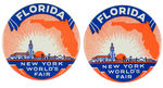 PAIR OF "FLORIDA NEW YORK WORLD'S FAIR" SCARCE GRAPHIC BUTTONS.