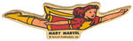 "MARY MARVEL" DIE-CUT FIBERBOARD RARE 1940's PIN.