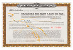 “KLONDIKE BIG INCH LAND DEED” LOT OF 23 CERTIFICATES WITH COVER SHEET & MAILER.