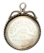 LINCOLN 1864 SILVER MEDALET UNDER GLASS IN VINTAGE SILVER PENDANT.