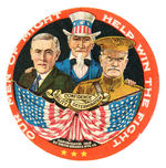 WILSON/UNCLE SAM/PERSHING SUPERB COLOR CIRCULAR GUMMED STAMP.