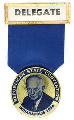 STRIKING EISENHOWER BADGE FOR INDIANA 1954 CONVENTION DELEGATES.