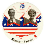 “MONDALE-FERRARO VOTE DEMOCRATIC” LARGE 6” JUGATE BUTTON.