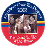 WIZARD OF OZ THEME LIMITED EDITION LARGE BUTTON SHOWING DEMOCRATIC 2008 HOPEFULS.