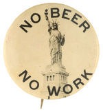 ANTI-PROHIBITION PROTEST CLASSIC SHOWING STATUE OF LIBERTY BUTTON.