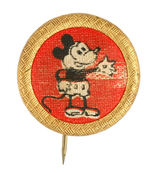 MICKEY RARE EARLY IMAGE BRASS/CLOTH BUTTON.