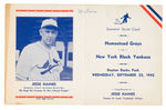 “HOMESTEAD GRAYS VS. NEW YORK BLACK YANKEES” 1942 SCORECARD.