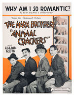 THE MARX BROTHERS MOVIE STILLS/EXHIBITOR MAGAZINE/SHEET MUSIC NINE-PIECE LOT.