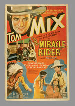 TOM MIX IN "THE MIRACLE RIDER" LINEN-MOUNTED ONE-SHEET MOVIE POSTER.