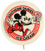 MICKEY MOUSE “SOUTHERN DAIRIES ICE CREAM” GRAPHIC AND SCARCE ADVERTISING BUTTON.