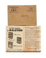 TOM MIX RALSTON CEREAL PREMIUM DECODER BUTTON SET WITH INSTRUCTIONAL FOLDER AND MAILER.