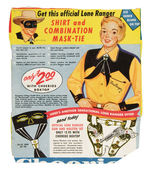 "OFFICIAL LONE RANGER SHIRT AND COMBINATION MASK-TIE" CHEERIOS PREMIUM.