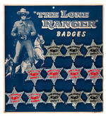 "THE LONE RANGER BADGES" COMPLETE STORE DISPLAY CARD.