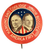 HARDING AND COOLIDGE RARE AND OUTSTANDING JUGATE BUTTON.