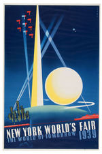 "NEW YORK WORLD'S FAIR 1939 THE WORLD OF TOMORROW" POSTER.