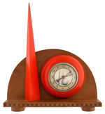 "NEW YORK WORLD'S FAIR" 1939 FIGURAL WOODEN ELECTRIC CLOCK WITH TRYLON & PERSIPHERE.