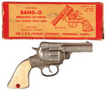 STEVENS "BANG-O REPEATING CAP PISTOL" IN BOX SILVER/WHITE VARIETY.