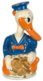 VERY RARE DONALD DUCK PAINTED CAST METAL BANK.