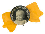 EARLY CHILD WELFARE BUTTON WITH YELLOW ACCENT CELLULOID RIBBON.