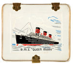 “R.M.S. ‘QUEEN MARY’” LUCITE PLASTIC AND BRASS CIGARETTE CASE.