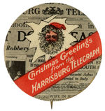 RARE NEWSPAPER SANTA BUTTON FROM 1928.