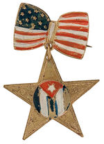 SPANISH-AMERICAN-CUBAN WAR QUARTET OF ITEMS INCLUDING MECHANICAL FLAG PIN.